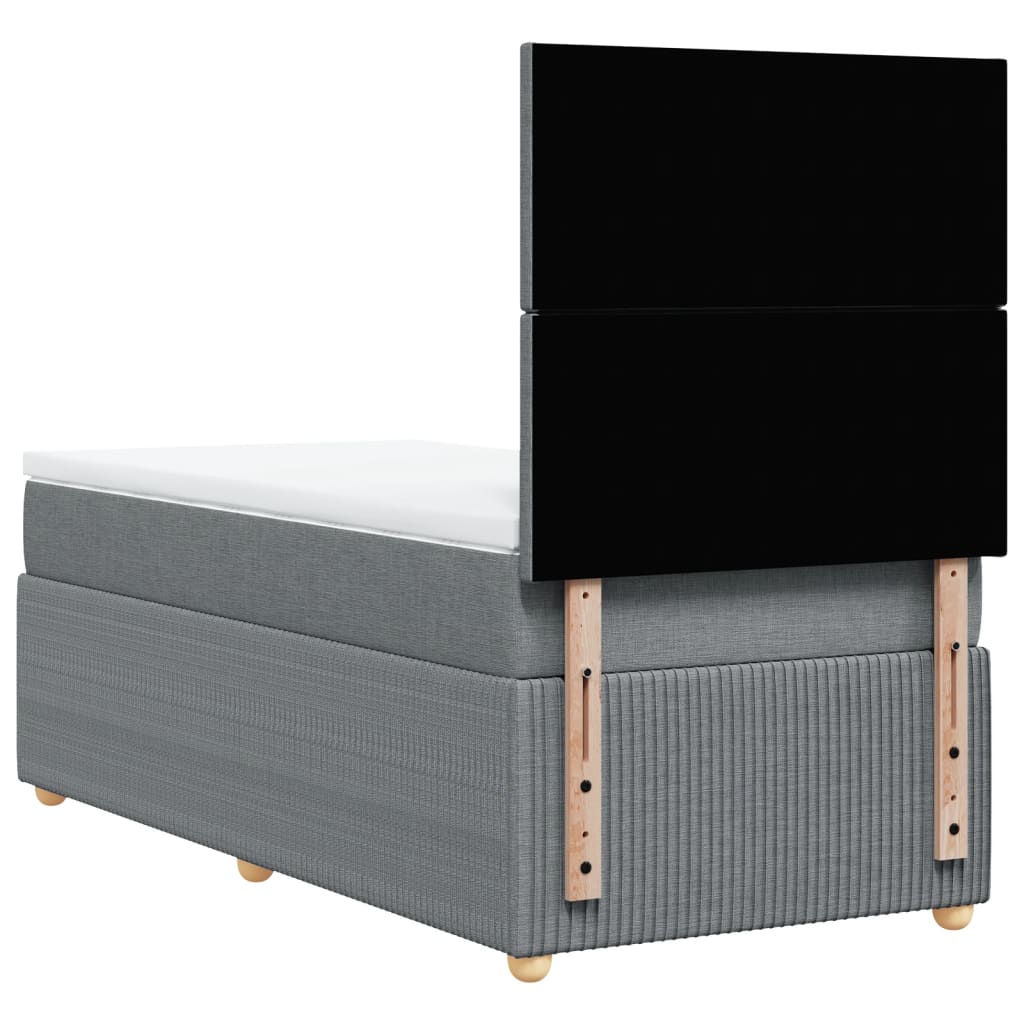 Boxspring met matras stof lichtgrijs 100x200 cm