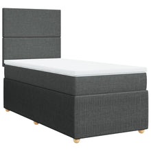Boxspring met matras stof donkergrijs 100x200 cm