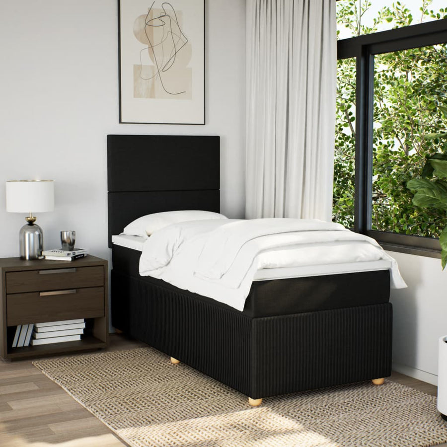 Boxspring met matras stof zwart 100x200 cm
