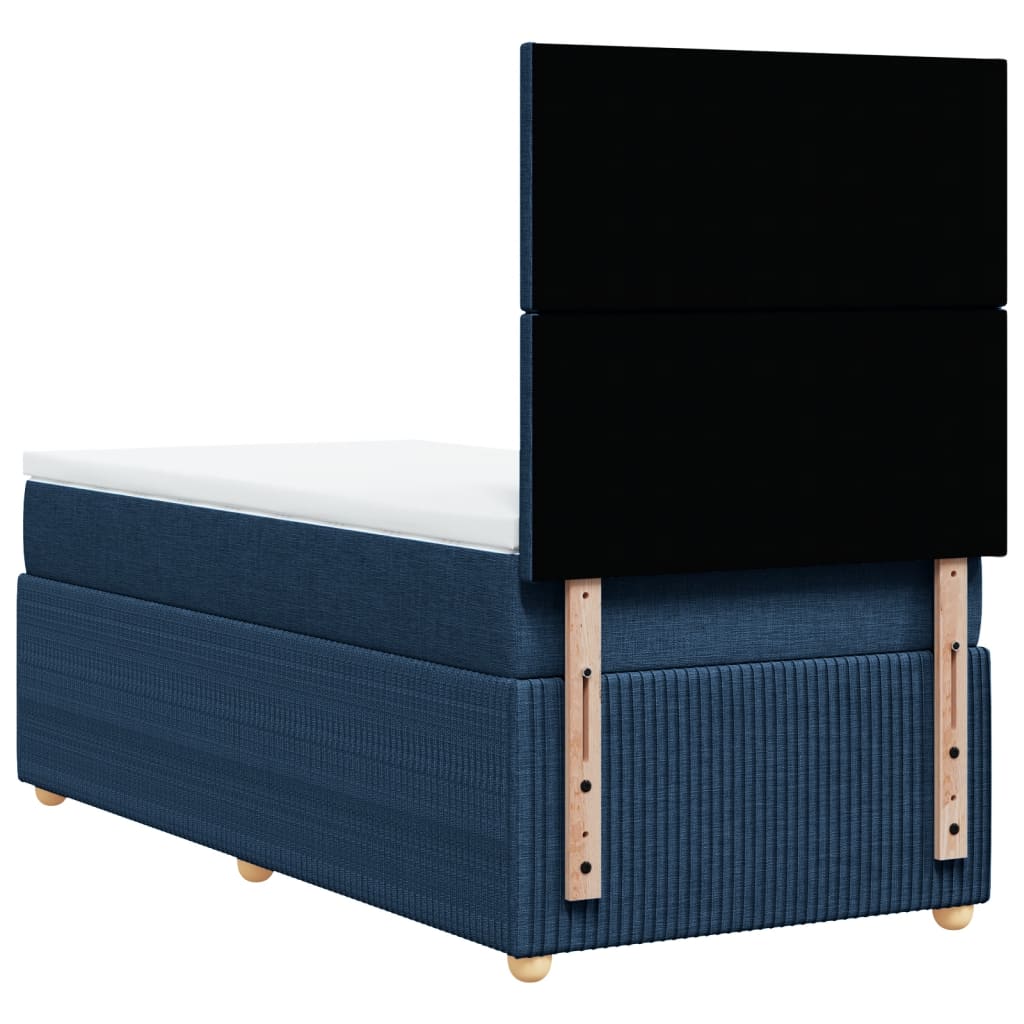 Boxspring met matras stof blauw 100x200 cm