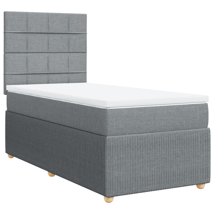 Boxspring met matras stof lichtgrijs 100x200 cm