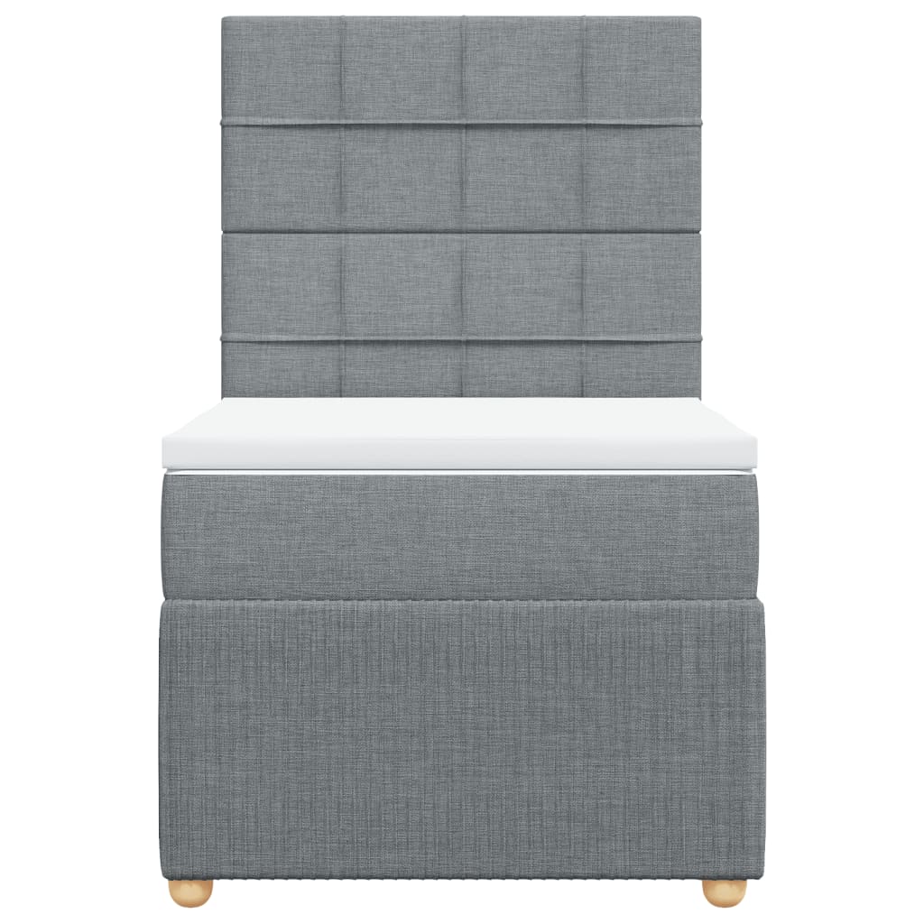 Boxspring met matras stof lichtgrijs 100x200 cm