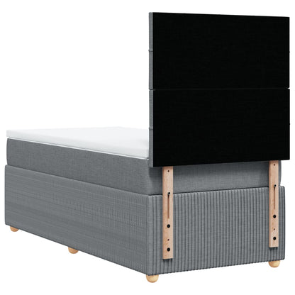 Boxspring met matras stof lichtgrijs 100x200 cm