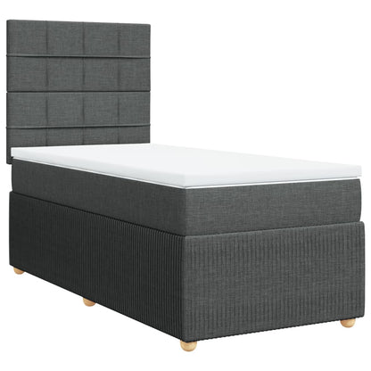 Boxspring met matras stof donkergrijs 100x200 cm