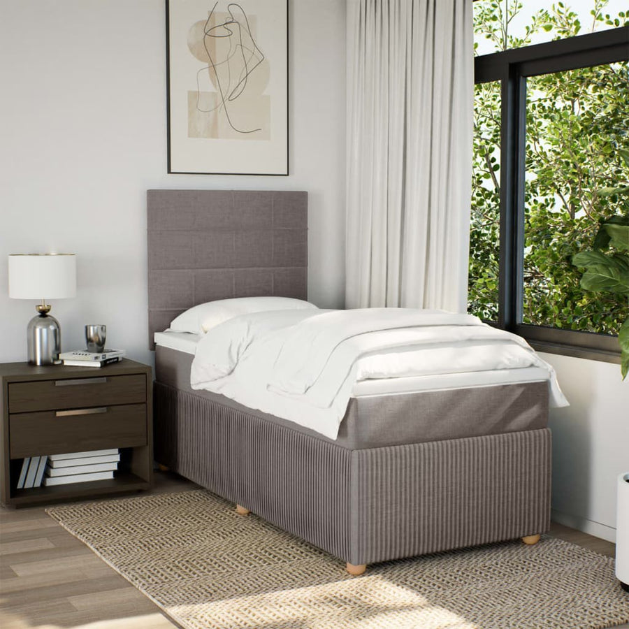Boxspring met matras stof taupe 100x200 cm