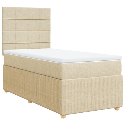 Boxspring met matras stof crèmekleurig 100x200 cm