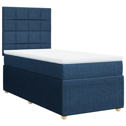 Boxspring met matras stof blauw 100x200 cm