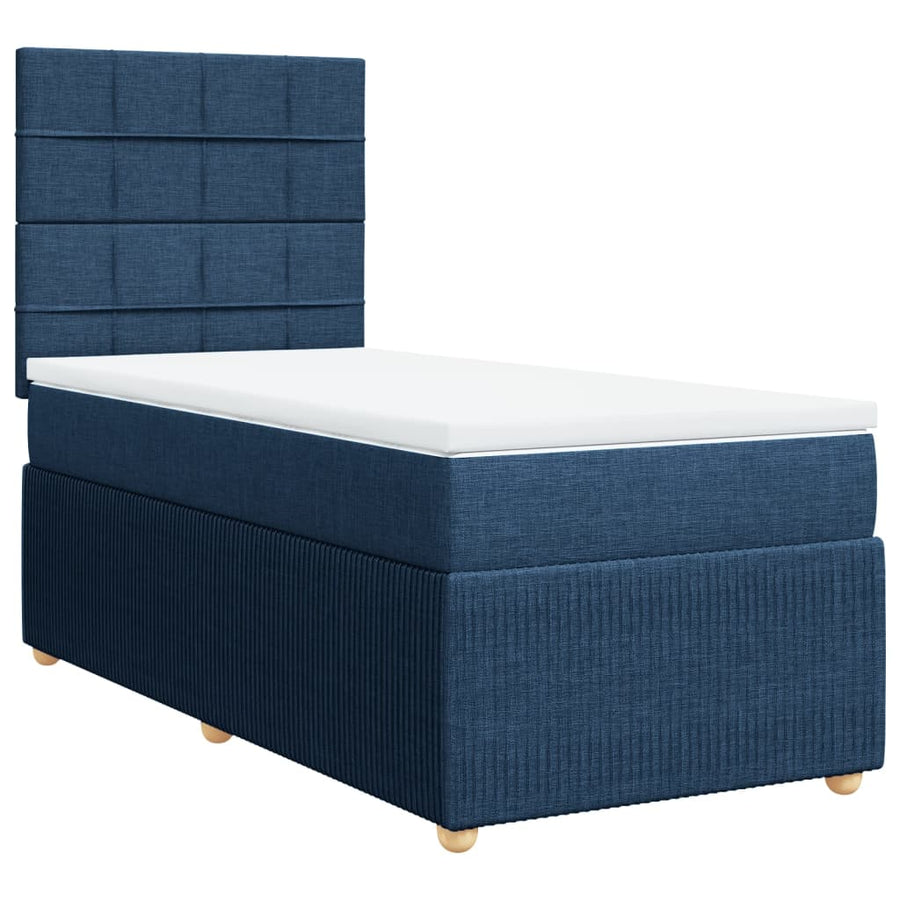 Boxspring met matras stof blauw 100x200 cm