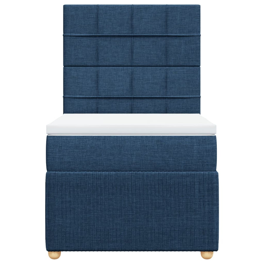 Boxspring met matras stof blauw 100x200 cm