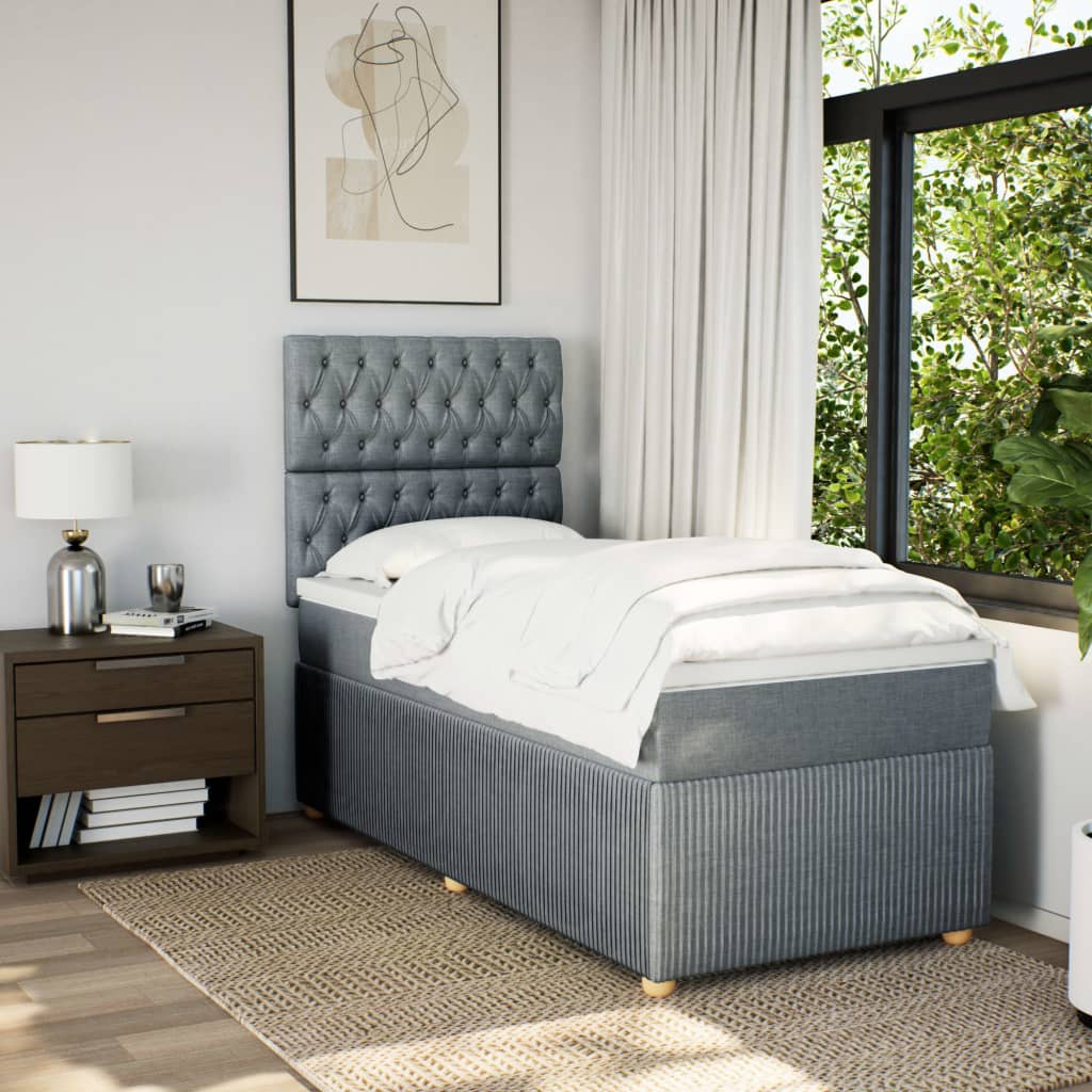 Boxspring met matras stof lichtgrijs 100x200 cm