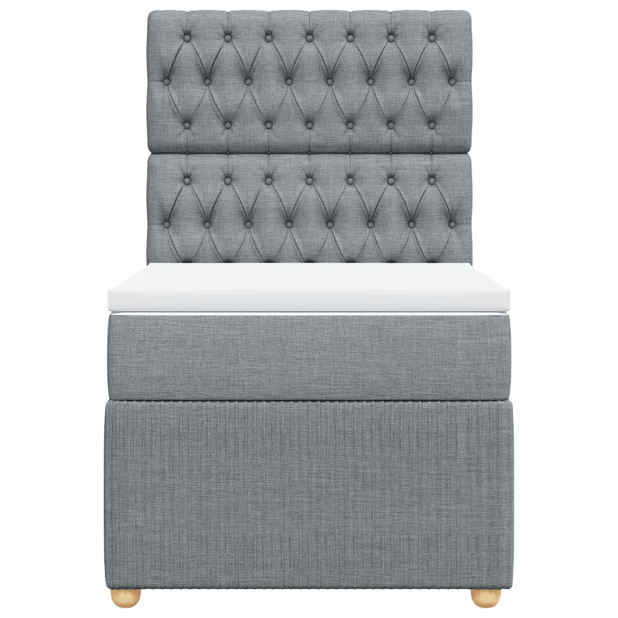 Boxspring met matras stof lichtgrijs 100x200 cm