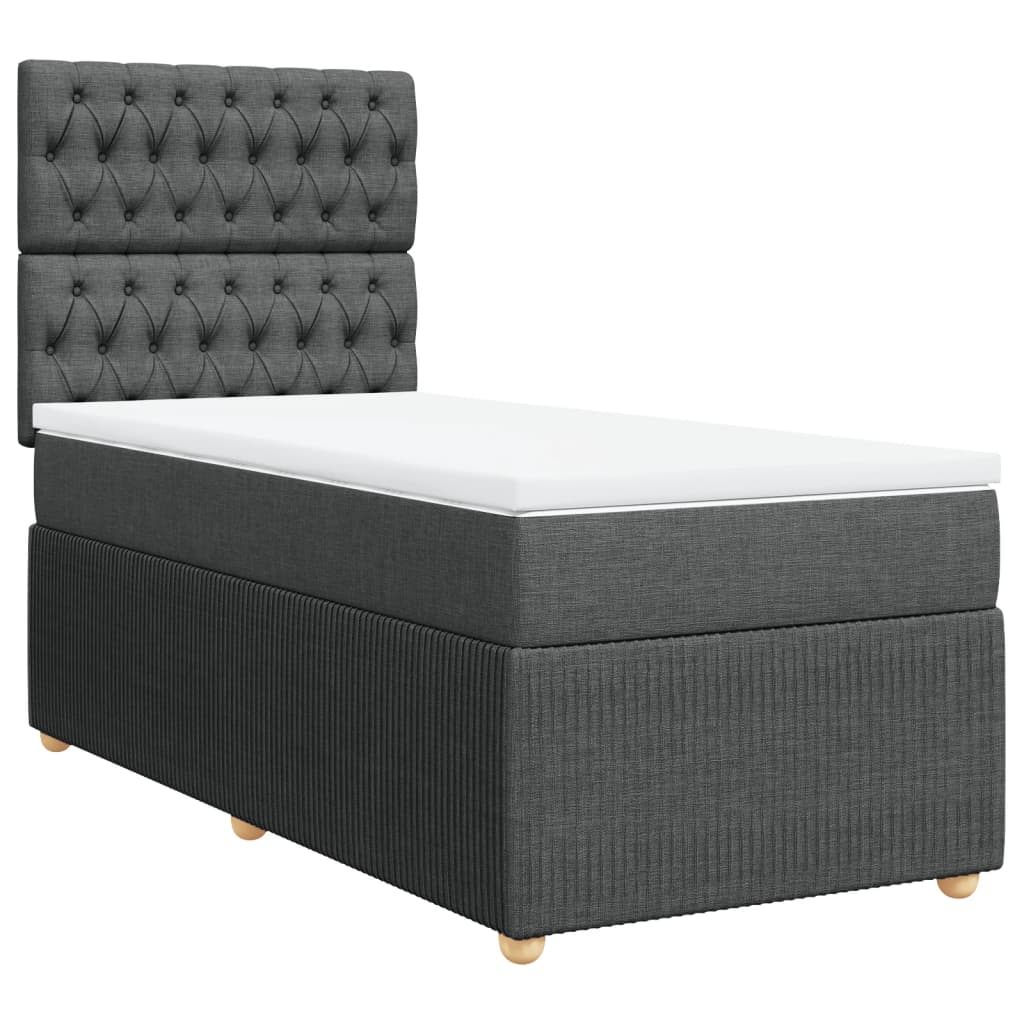 Boxspring met matras stof donkergrijs 100x200 cm