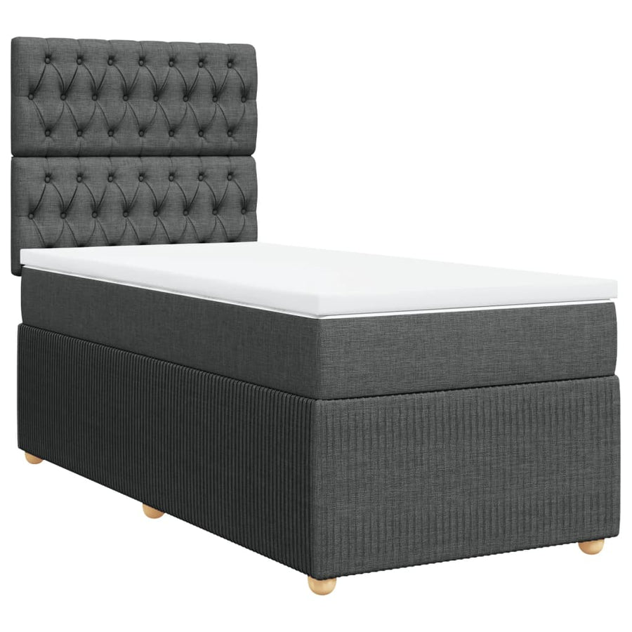 Boxspring met matras stof donkergrijs 100x200 cm