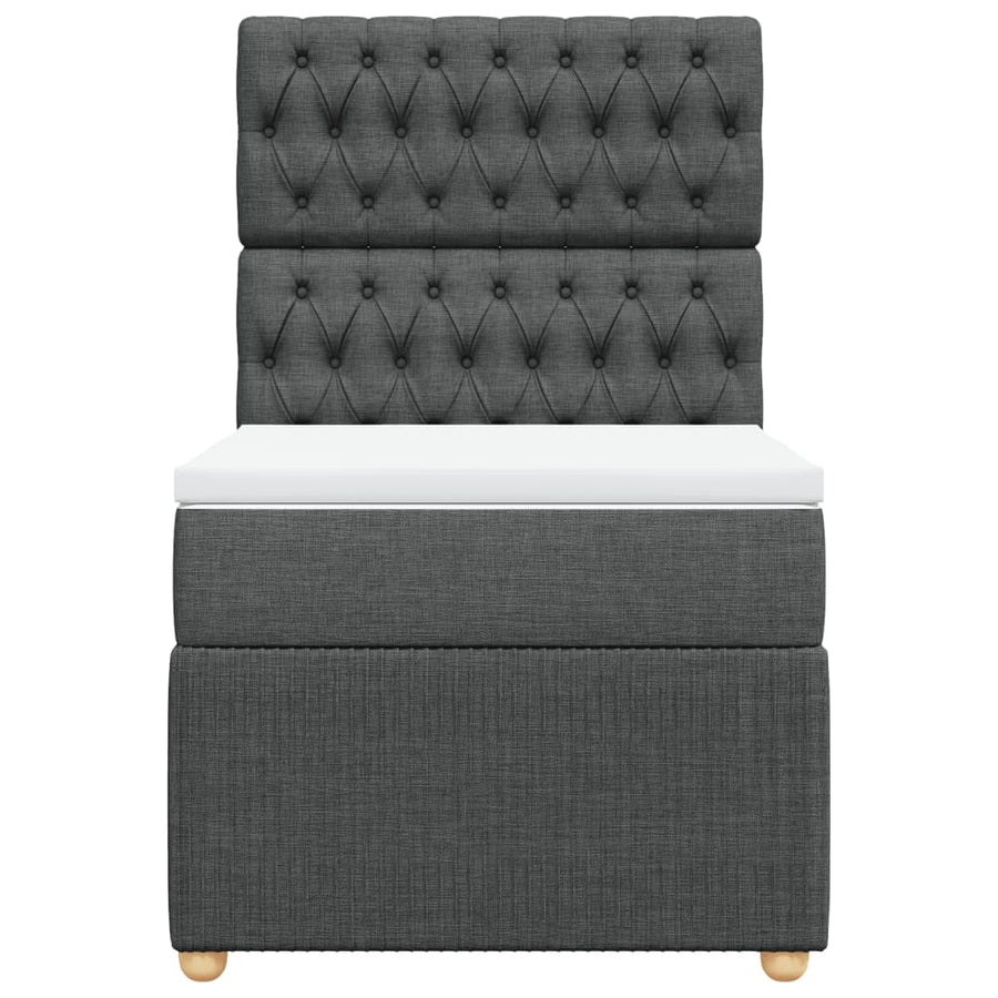 Boxspring met matras stof donkergrijs 100x200 cm