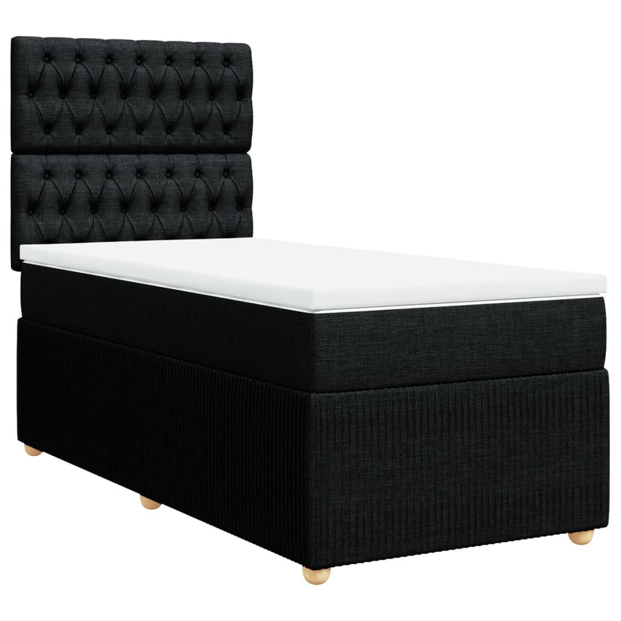 Boxspring met matras stof zwart 100x200 cm