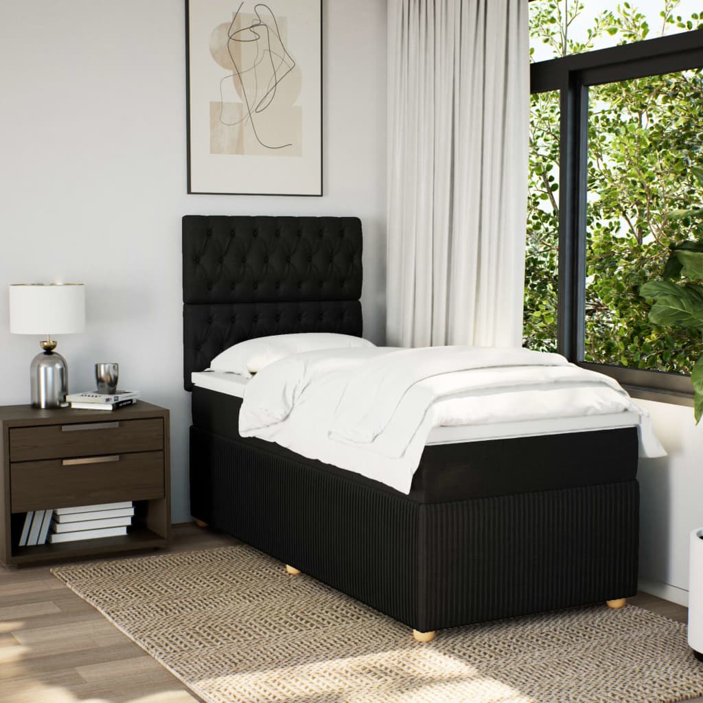 Boxspring met matras stof zwart 100x200 cm