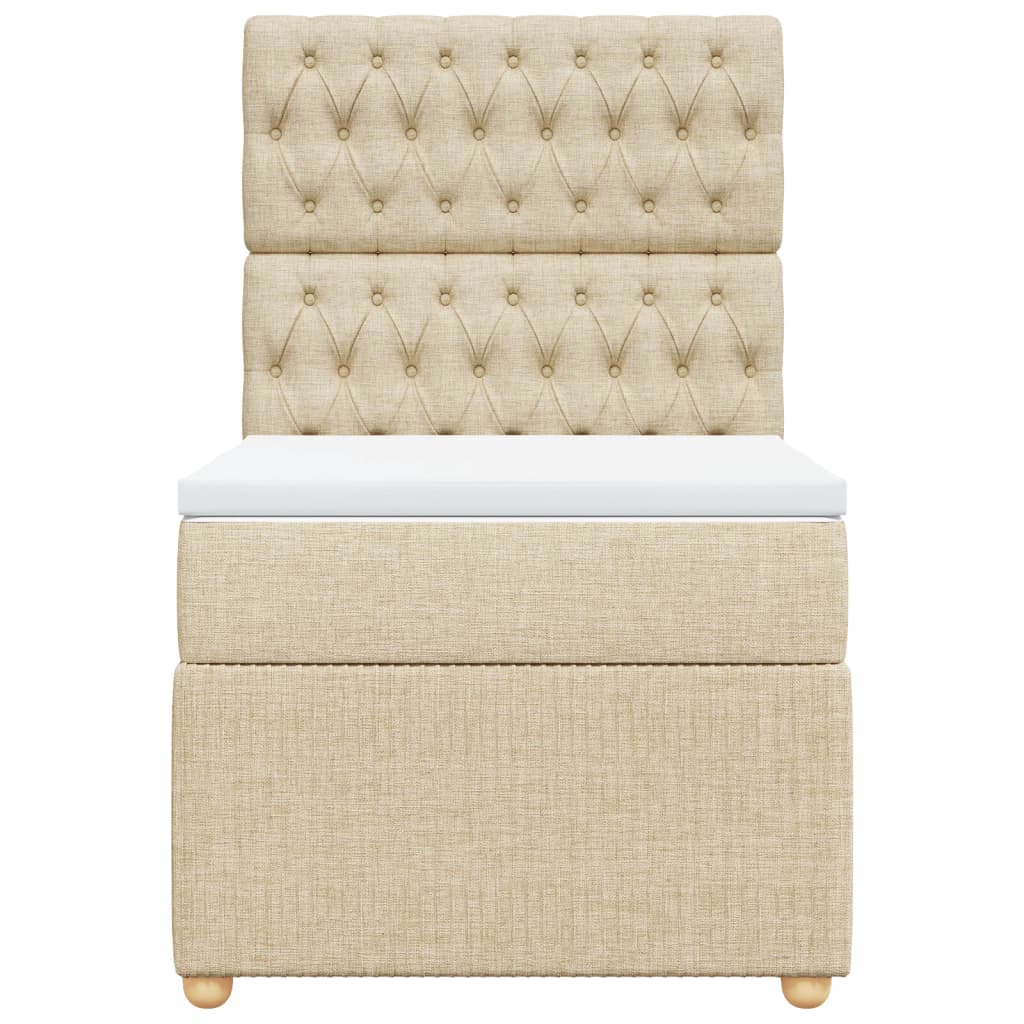 Boxspring met matras stof crèmekleurig 100x200 cm