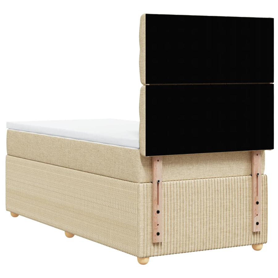 Boxspring met matras stof crèmekleurig 100x200 cm