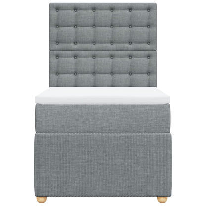 Boxspring met matras stof lichtgrijs 100x200 cm