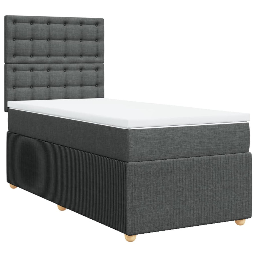Boxspring met matras stof donkergrijs 100x200 cm