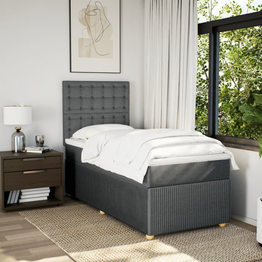 Boxspring met matras stof donkergrijs 100x200 cm