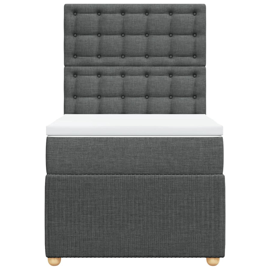Boxspring met matras stof donkergrijs 100x200 cm