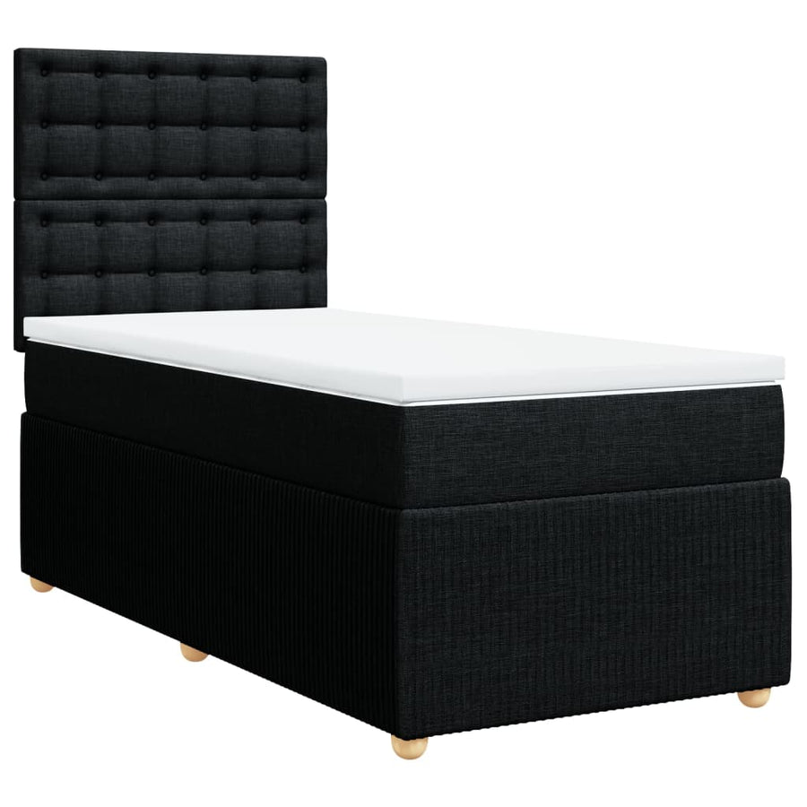 Boxspring met matras stof zwart 100x200 cm