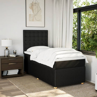 Boxspring met matras stof zwart 100x200 cm