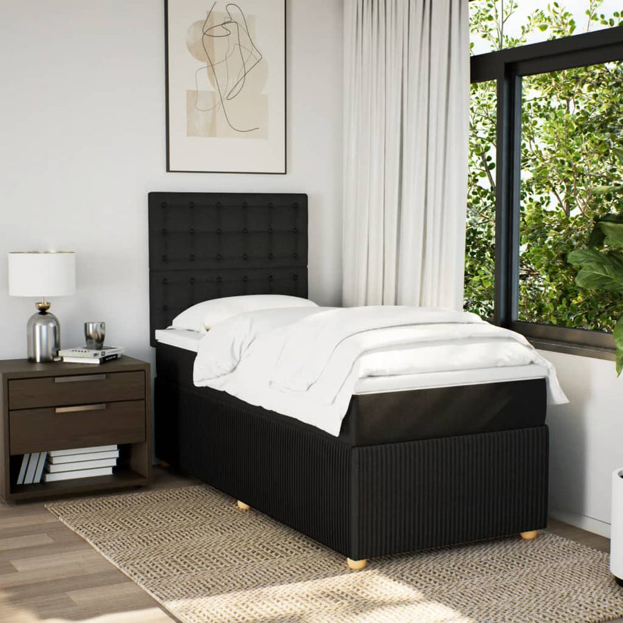 Boxspring met matras stof zwart 100x200 cm