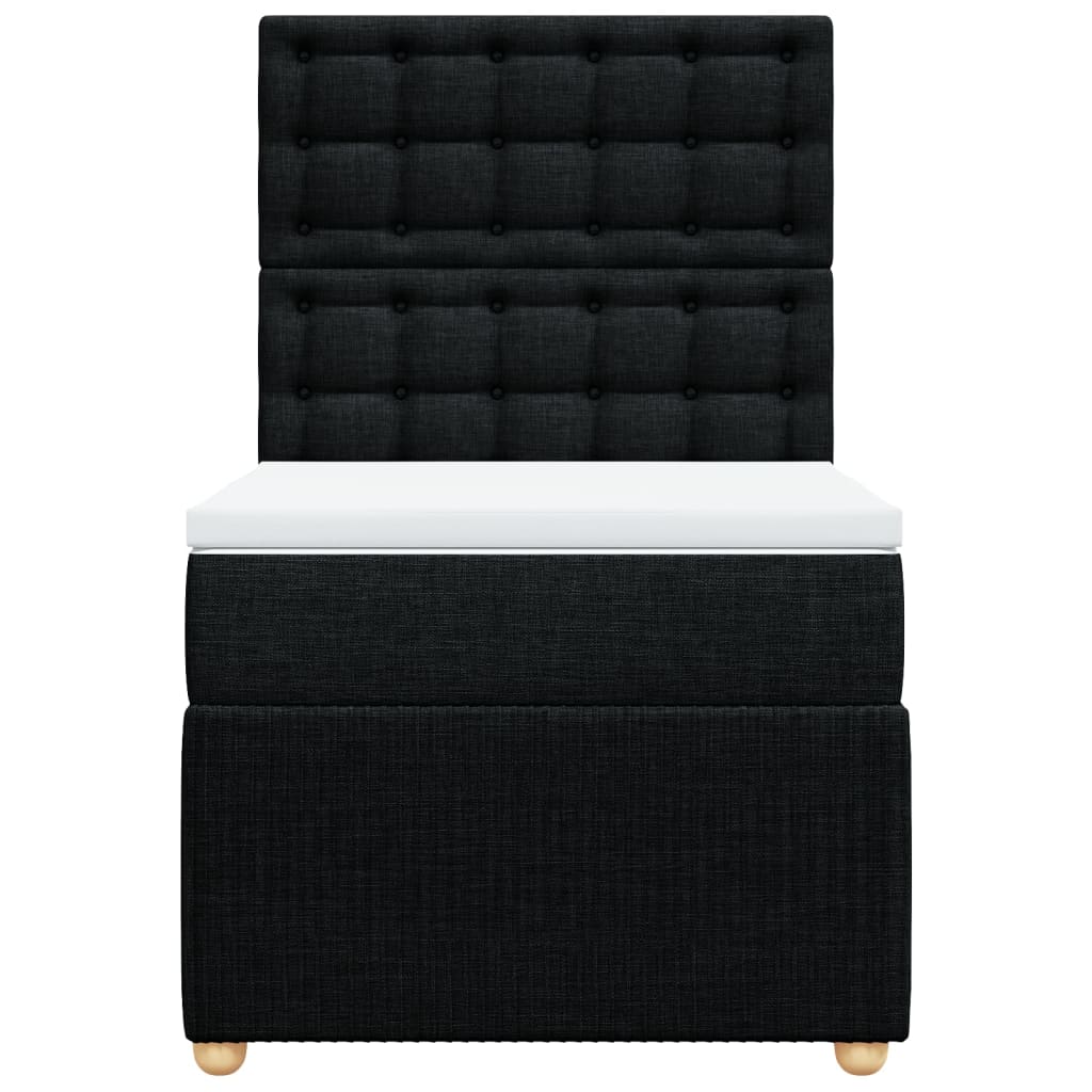Boxspring met matras stof zwart 100x200 cm