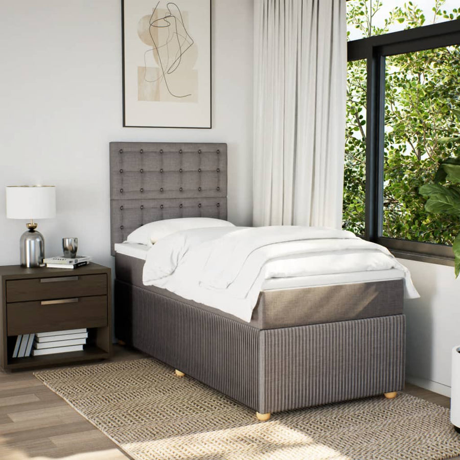 Boxspring met matras stof taupe 100x200 cm