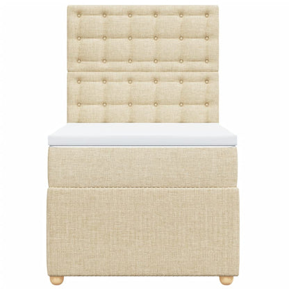 Boxspring met matras stof crèmekleurig 100x200 cm