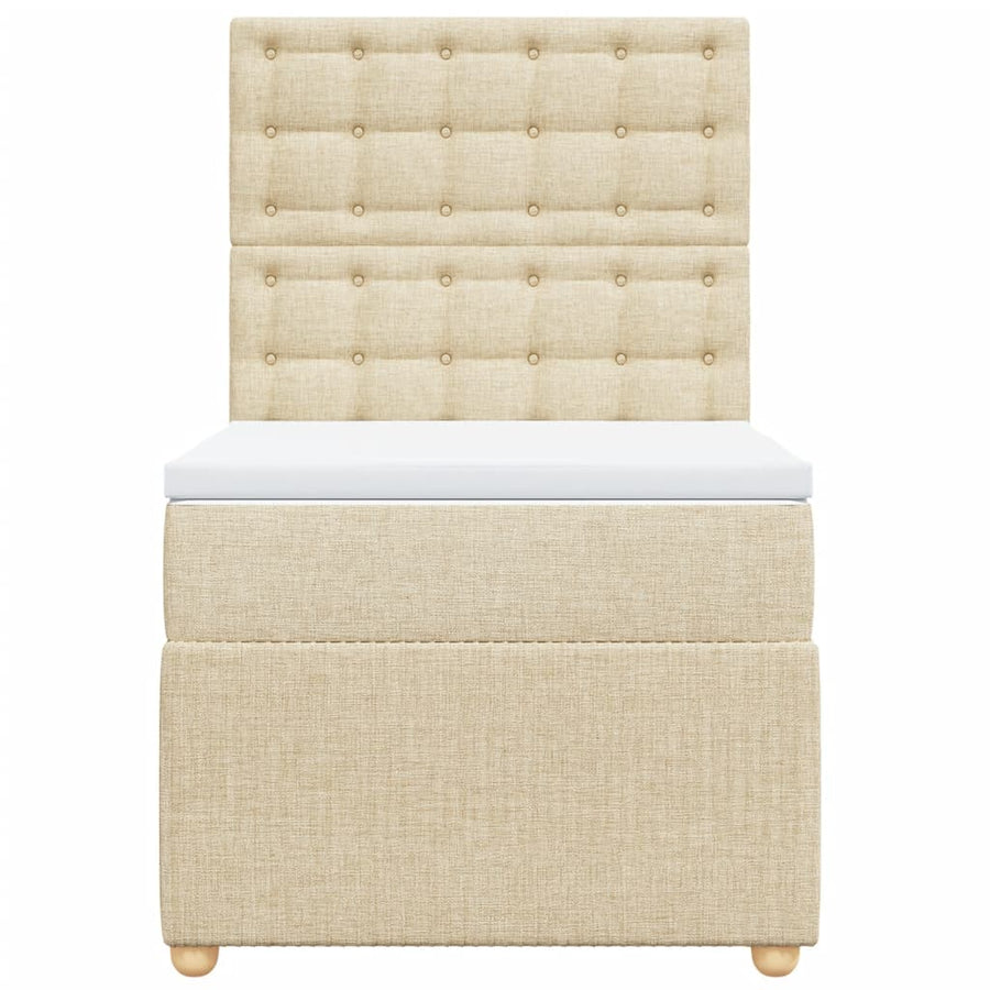 Boxspring met matras stof crèmekleurig 100x200 cm