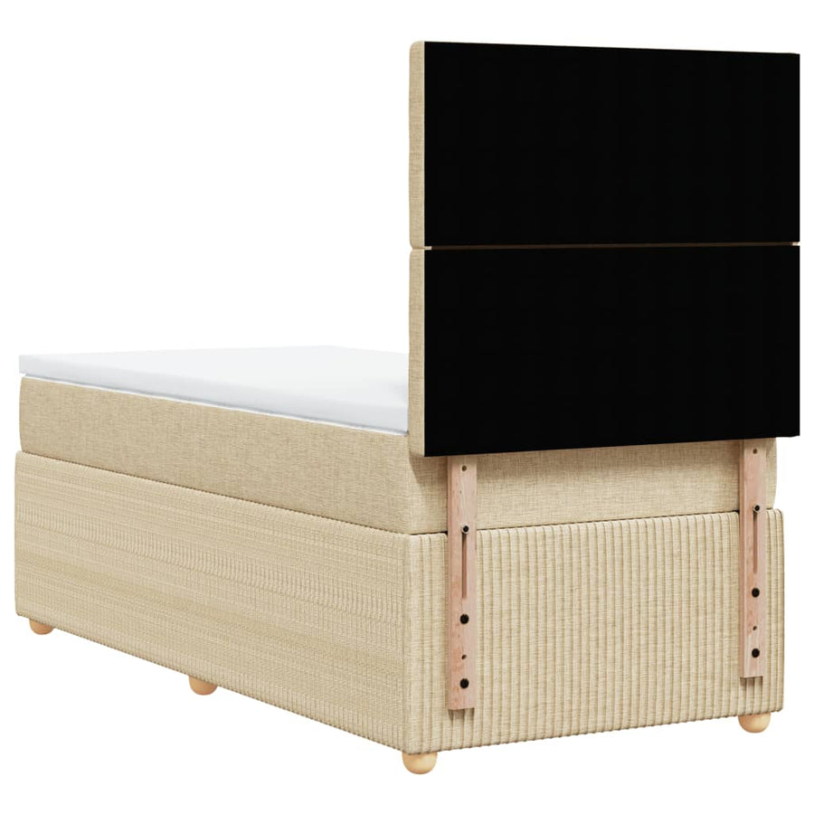 Boxspring met matras stof crèmekleurig 100x200 cm