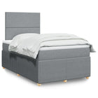 Box spring with light grey fabric mattress 120x190 cm