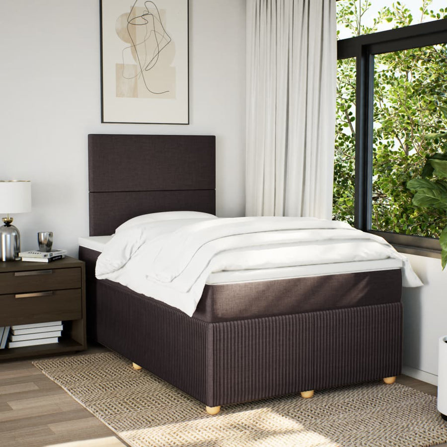 Boxspring met matras stof donkerbruin 120x190 cm