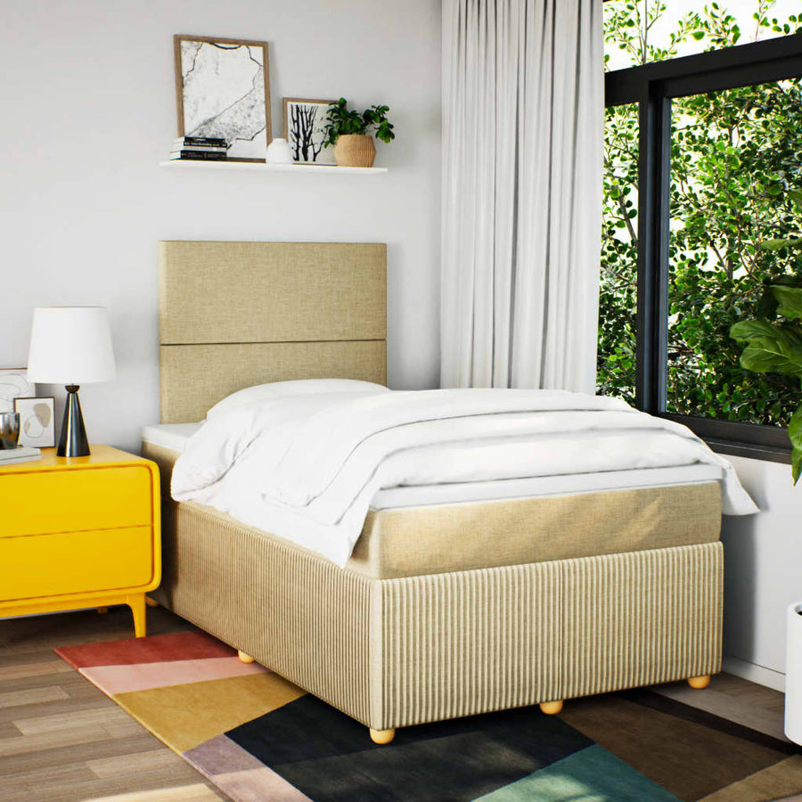 Boxspring met matras stof crèmekleurig 120x190 cm