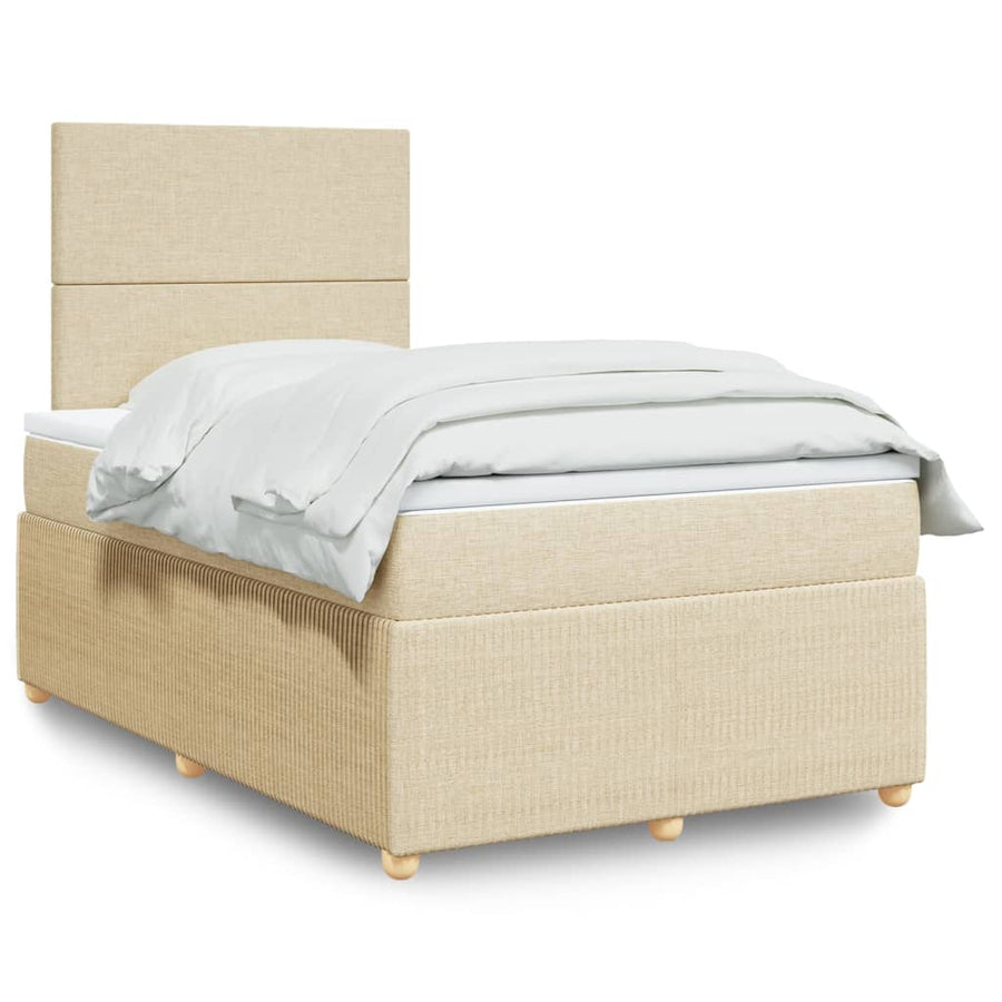 Boxspring met matras stof crèmekleurig 120x190 cm