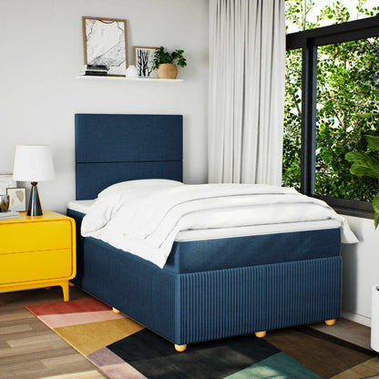 Boxspring met matras stof blauw 120x190 cm