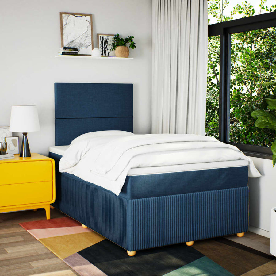 Boxspring met matras stof blauw 120x190 cm