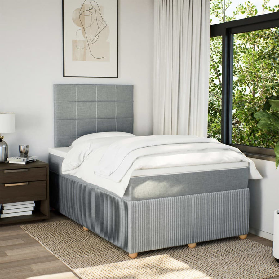 Boxspring met matras stof lichtgrijs 120x190 cm
