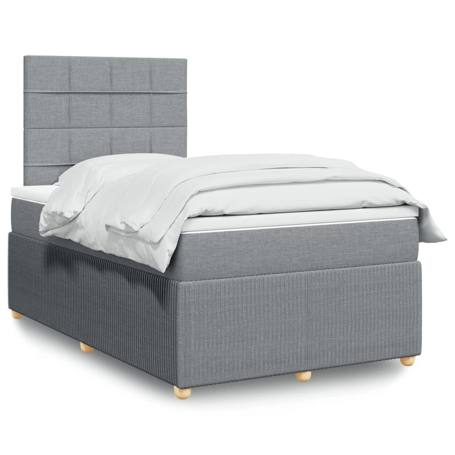 Boxspring met matras stof lichtgrijs 120x190 cm