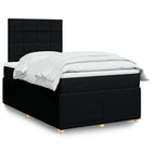 Box spring bed with black fabric mattress 120x190 cm