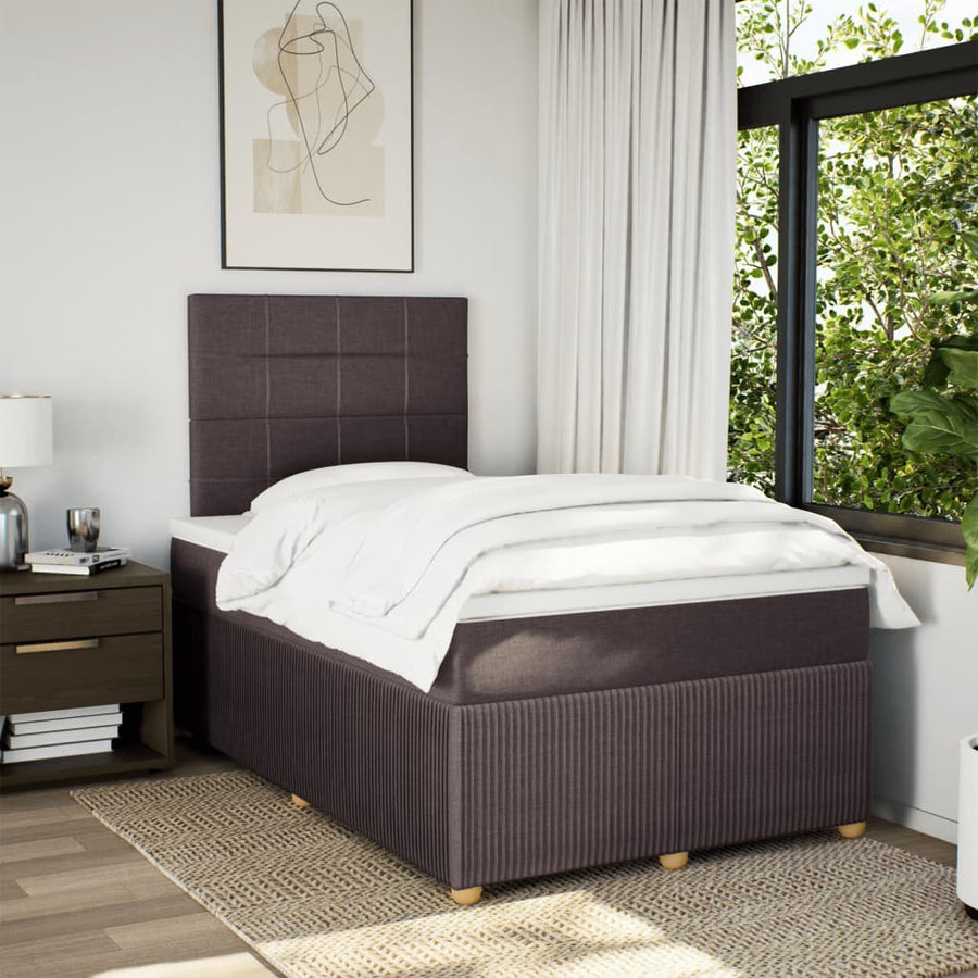 Boxspring met matras stof donkerbruin 120x190 cm