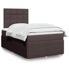 Box spring with mattress, dark brown fabric, 120x190 cm
