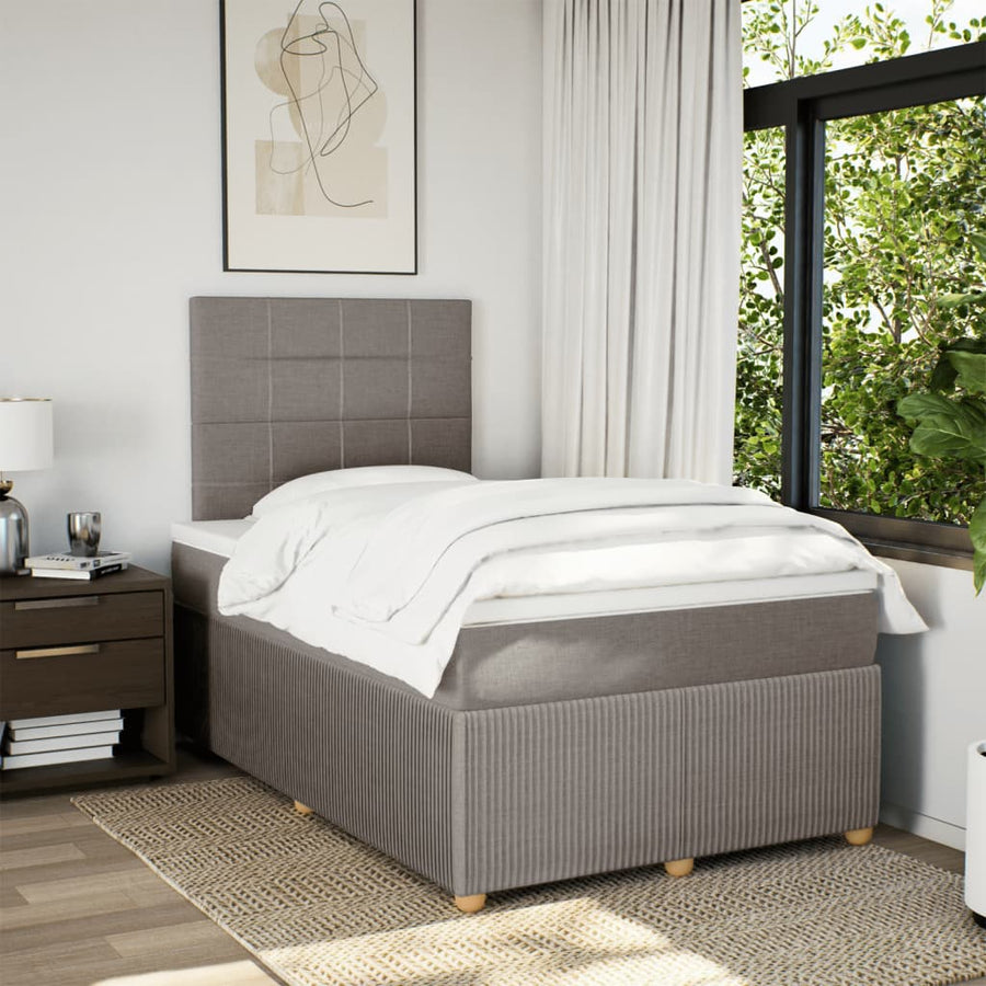 Boxspring met matras stof taupe 120x190 cm