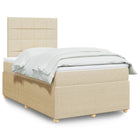 Box spring with fabric mattress cream-colored 120x190 cm