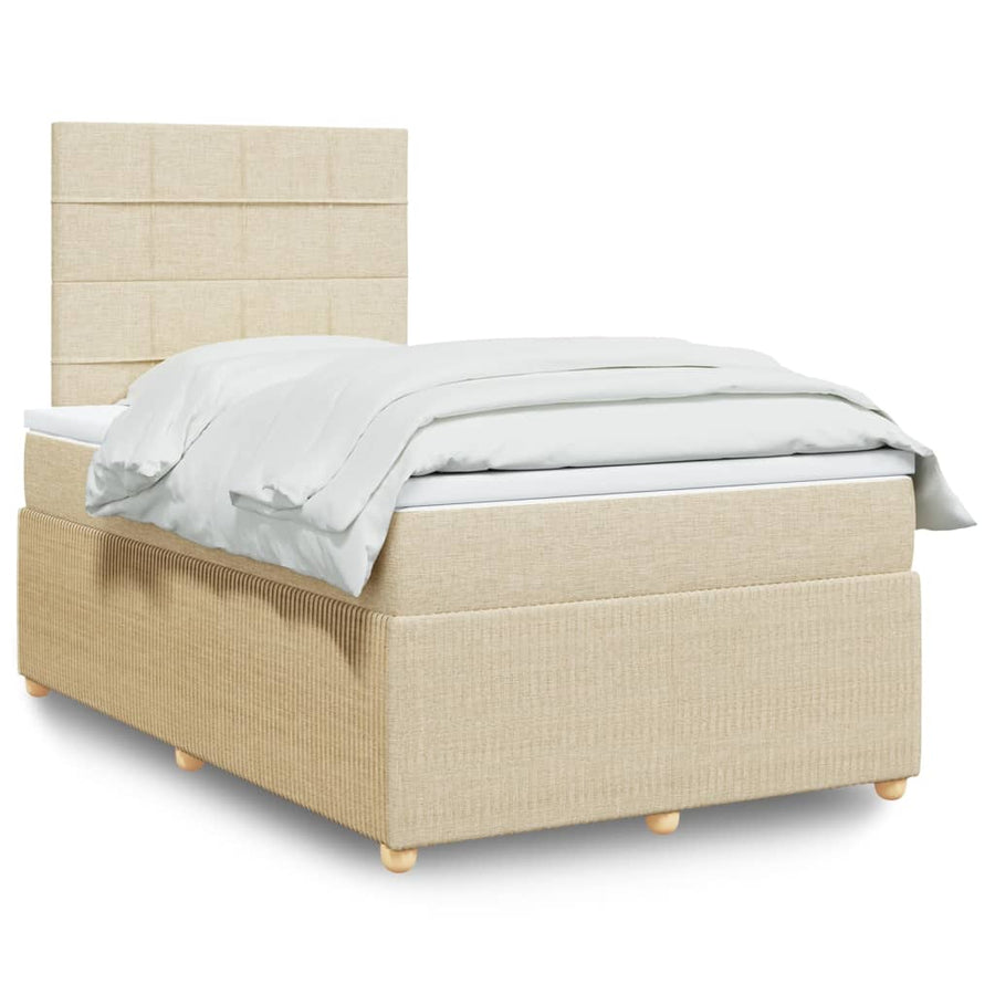 Boxspring met matras stof crèmekleurig 120x190 cm