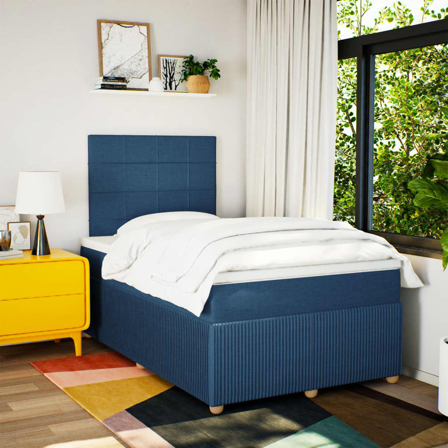 Boxspring met matras stof blauw 120x190 cm