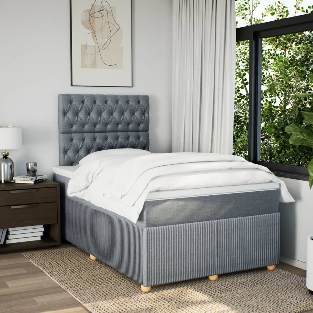 Boxspring met matras stof lichtgrijs 120x190 cm